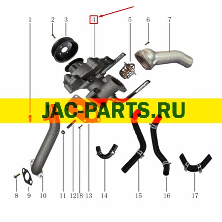 Помпа водяная HFC4DB2 JAC N25 N35 1041100FD020