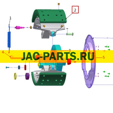 Колодка тормозная задняя верхняя в сборе JAC N200 AK35023754LJH